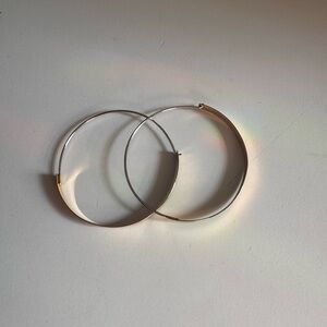 Two Tone Sterling Silver and Gold Hoop Earrings